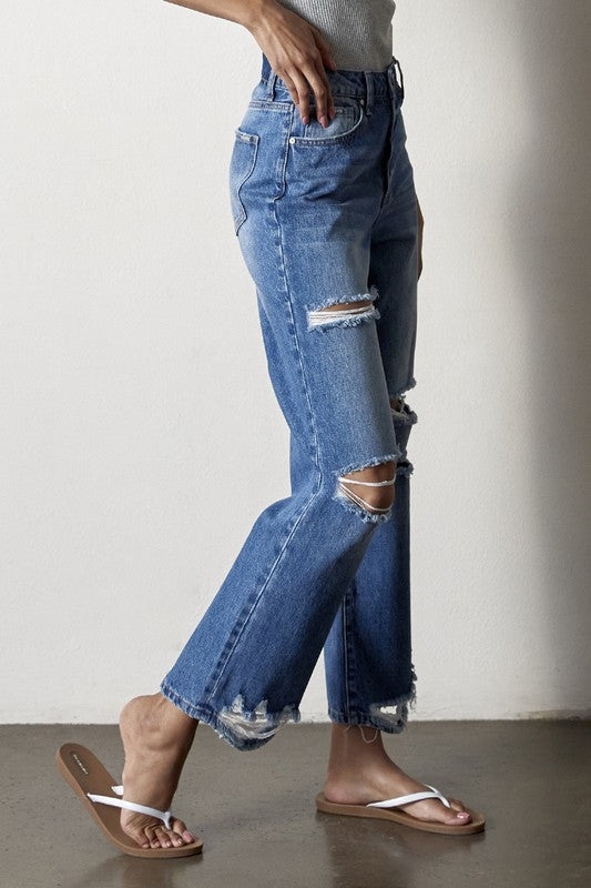 Lauren Distressed Straight Jeans