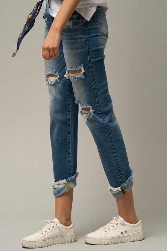 Carley High Waist Ripped Boyfriend Jeans