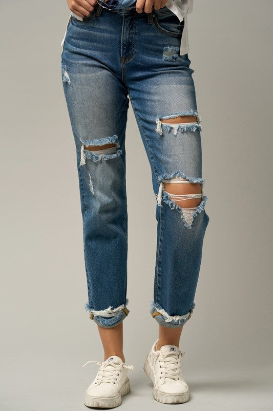 Carley High Waist Ripped Boyfriend Jeans