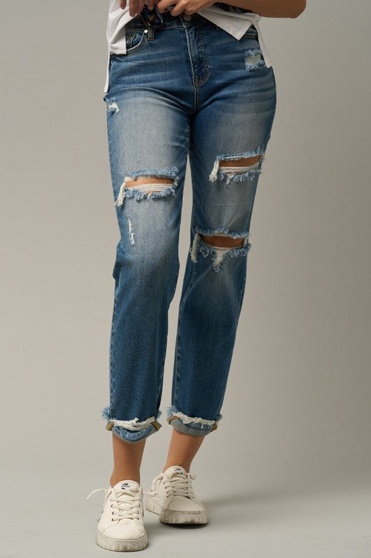 Carley High Waist Ripped Boyfriend Jeans