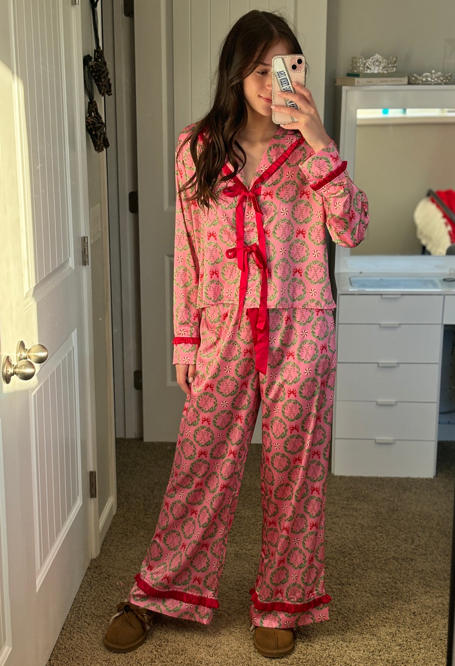 Peppermint Bow Pajama Set